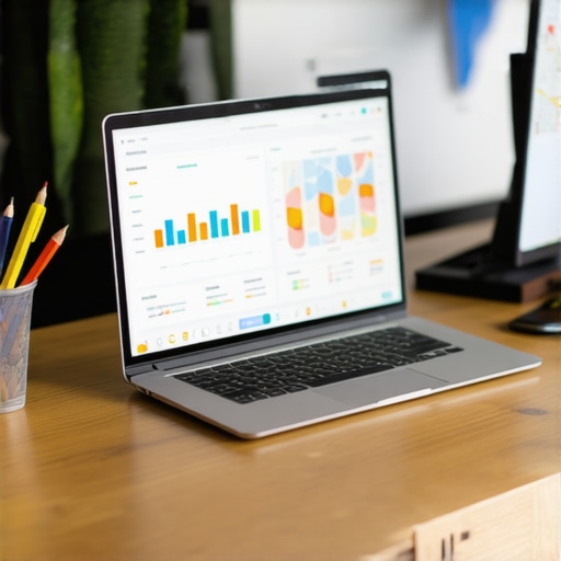 Workspace with laptop showing local SEO data and maps