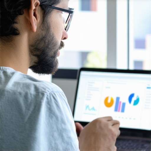 Business owner reviewing local SEO analytics with a laptop