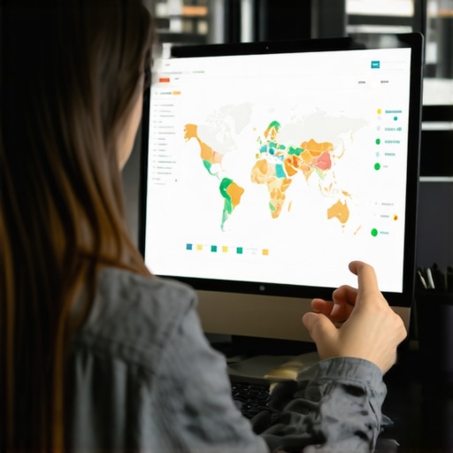 Local SEO Data Analysis SEO professional analyzing local search performance metrics on a computer