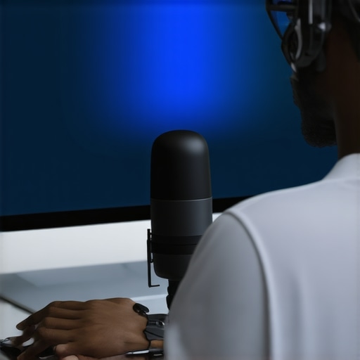 Person working on local voice search optimization using AI technology on a laptop