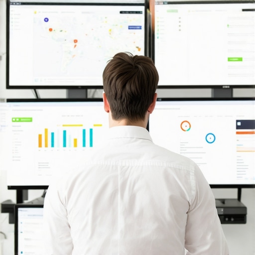 Person reviewing local SEO analytics on multiple screens for Maps optimization.