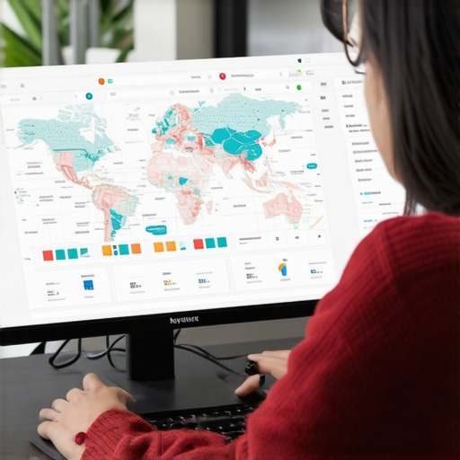 Person working with SEO analytics tools on a laptop in an office