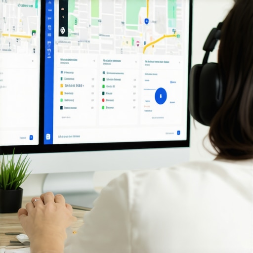 A person working on local SEO analytics with maps and review dashboards