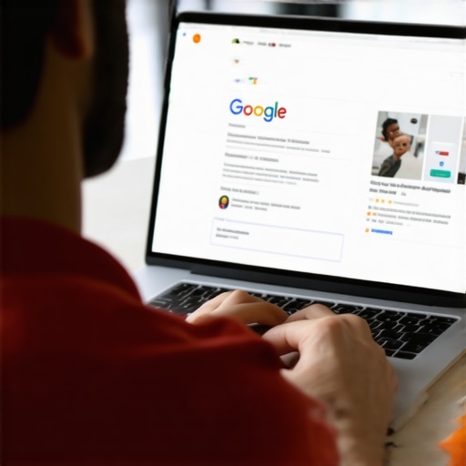 Person working on local SEO optimization on a laptop showing Google My Business dashboard.