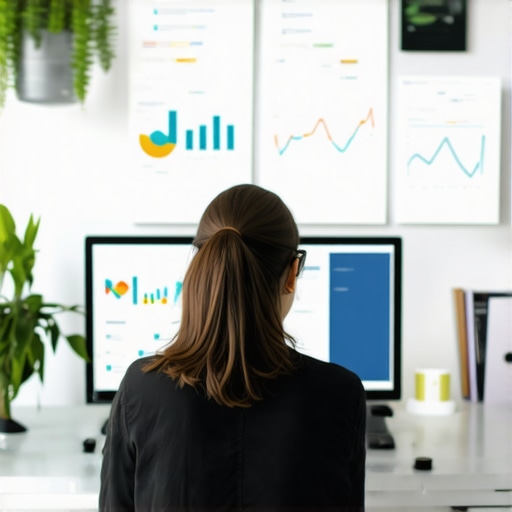 Person analyzing local SEO metrics on multiple digital screens, emphasizing tools for ongoing SEO management.