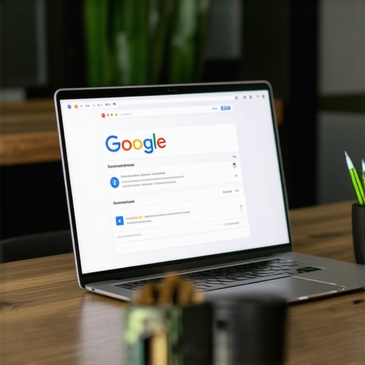 Person working on local SEO optimization on a laptop in a modern office.