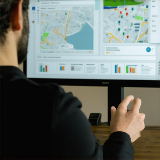 Person reviewing local SEO analytics and maps on a laptop