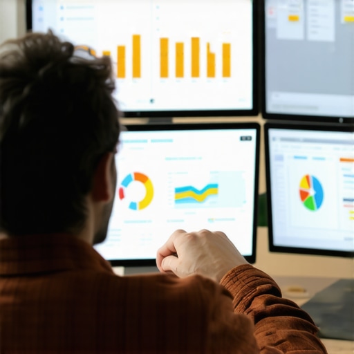 Digital marketer optimizing local SEO strategies A professional analyzing SEO performance metrics on computer screens