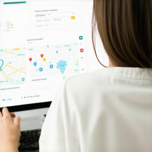 Business owner analyzing local SEO data and updating their Maps SEO list on a computer.