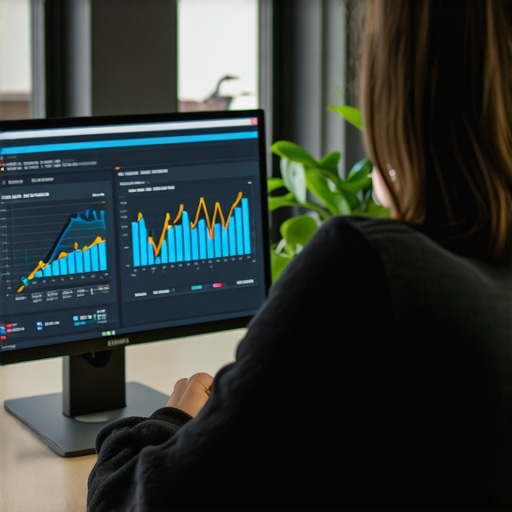 Person analyzing SEO performance charts on a laptop