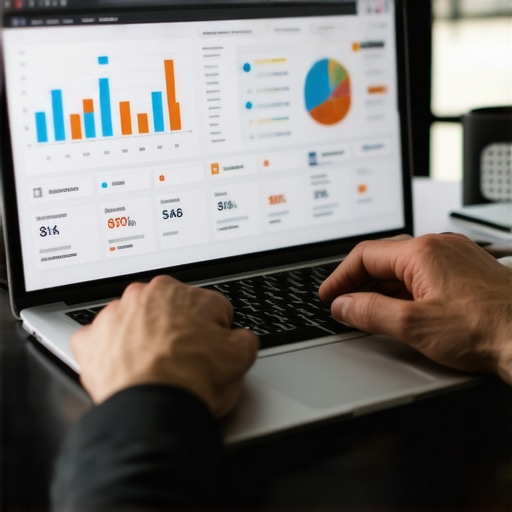 Person analyzing local SEO data on a laptop to optimize maps and listings.