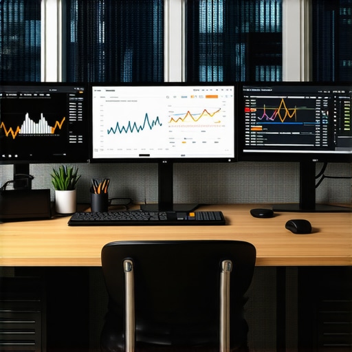 Workspace with SEO dashboards and analytics charts for local SEO