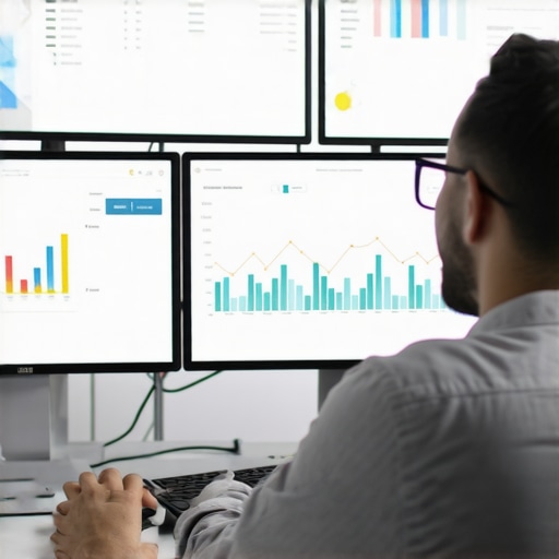 Digital marketer analyzing local SEO data on multiple screens