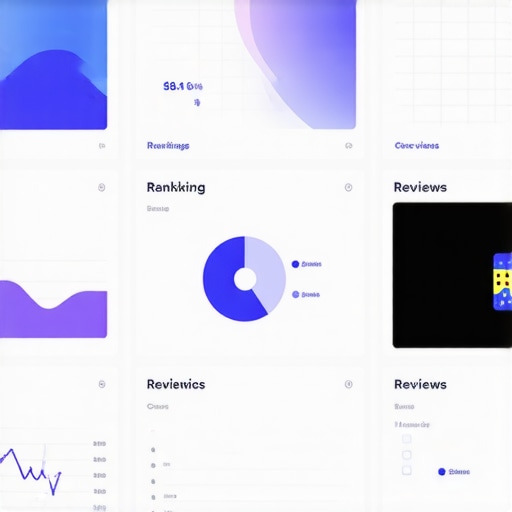 A digital dashboard showing local SEO metrics including rankings, reviews, and engagement stats