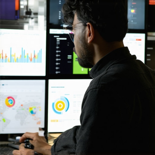 Digital marketer analyzing local SEO data on computer screens with graphs and maps