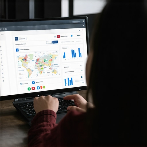 Person reviewing local SEO analytics on a digital display.