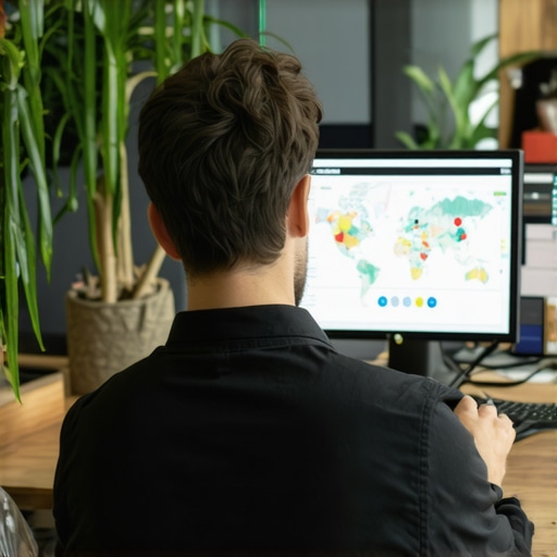Analyzing Local SEO Data for 2025 Business owner reviewing local SEO and map analytics on a digital dashboard