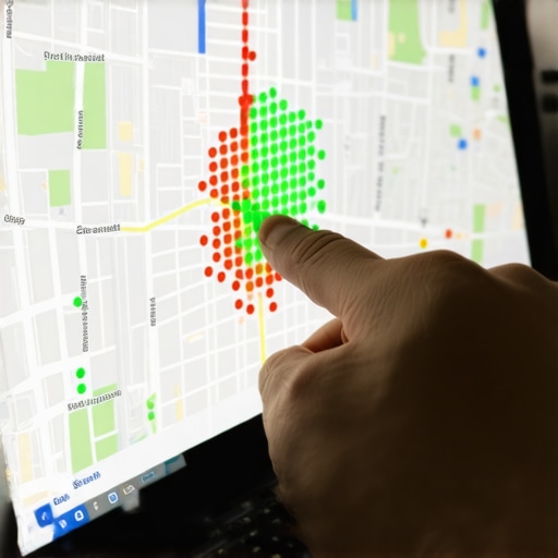 Local SEO ranking heatmap showing search visibility across a neighborhood grid.