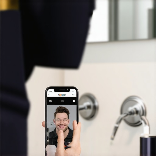 Active local business profile engagement A plumber uploading a project photo to their Google Business Profile to boost local engagement.