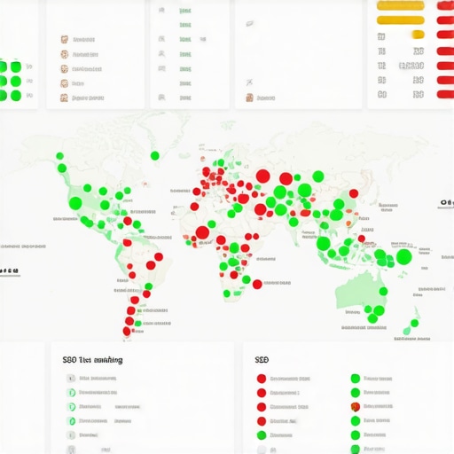 A screenshot of a local SEO rank tracking tool showing proximity-based rankings for a business on a map.