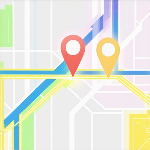 A visualization of advanced mapping data and proximity factors for local business rankings.