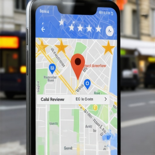 Close up of a smartphone showing a high-ranking local business listing on a map pack.