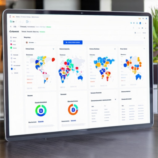 A modern laptop displaying local SEO competitor analytics and map ranking metrics on a screen.