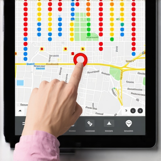 A detailed map grid showing local search ranking positions across different neighborhoods.