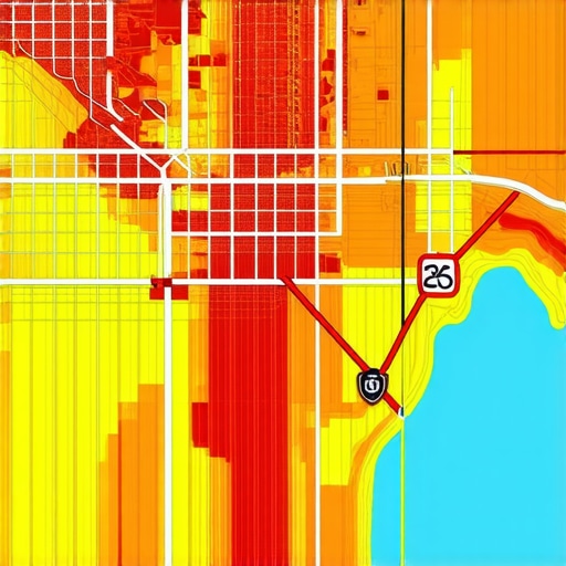 Advanced Local SEO Proximity Heatmap A digital map showing advanced local SEO ranking data and proximity hotspots for a business.