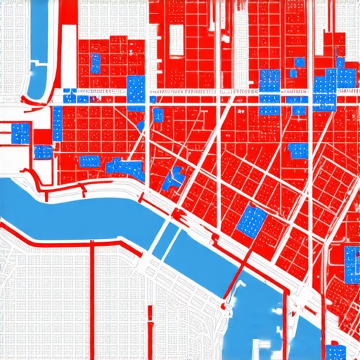 A visualization of local search proximity and relevance signals on a city map.