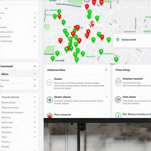 A grid-based ranking map showing local search visibility across different geographic locations.