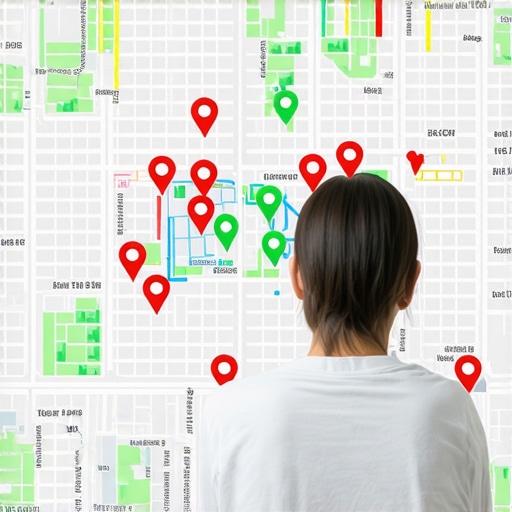 A local business owner auditing map rankings using a geogrid software tool on a laptop screen.