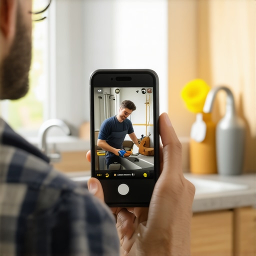 A professional capturing a real-time photo of their work for a Google Business Profile update
