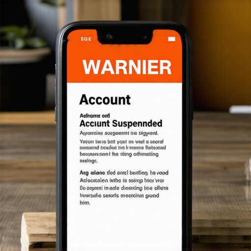 A smartphone displaying a warning message regarding a Google Business Profile suspension due to over-optimization.
