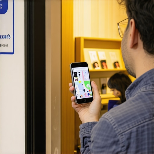 A person taking professional-style photos of a small shop for SEO purposes