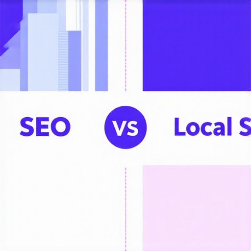 A diagram illustrating the differences between global SEO and local SEO priority tasks for 2025.