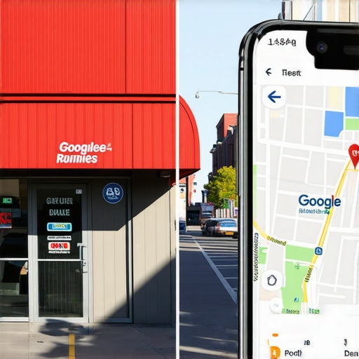 A storefront sign matching a digital Google Maps profile for better local SEO.