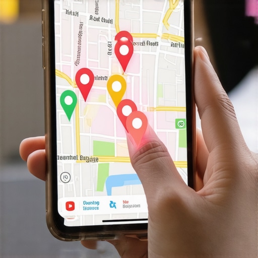Digital Neighborhood Interaction for Local SEO A smartphone showing a local map with pins illustrating community engagement and local SEO.