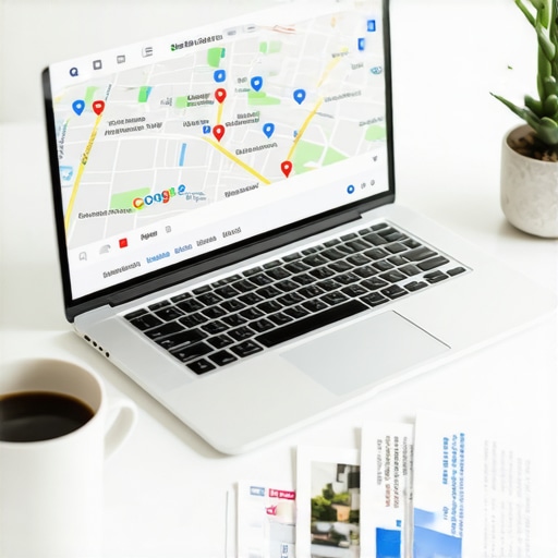 A laptop screen displaying a top-ranked Google Maps profile for a local real estate agent.