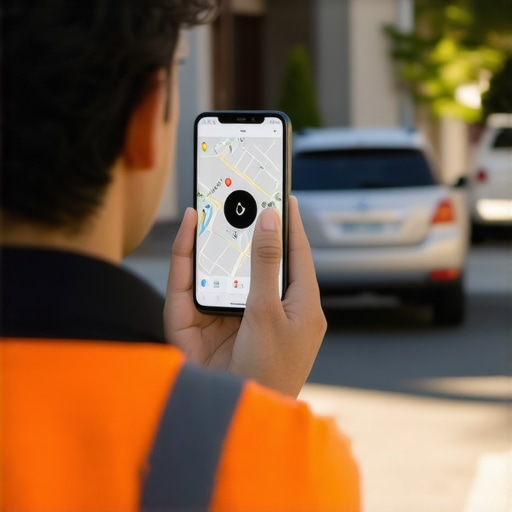 A business person using a smartphone to update a local business profile with new photos for SEO.