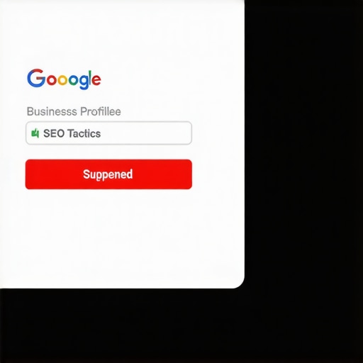 A red suspension alert on a Google Business Profile dashboard representing the risks of keyword stuffing.