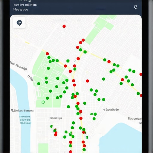 Grid Based Local SEO Ranking Analysis A digital map showing a grid-based local SEO tracking report for a small business.