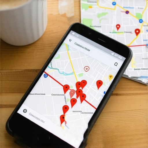 A smartphone showing local map pack results for a specific neighborhood.