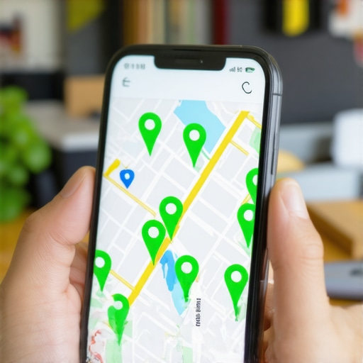 Local Business Map Optimization Visual Smartphone showing successful local map pack rankings for a small business.