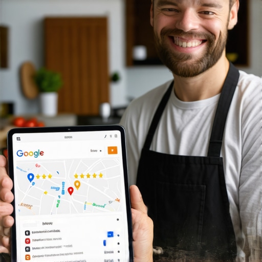 Business owner showing a successful Google Maps profile to a customer