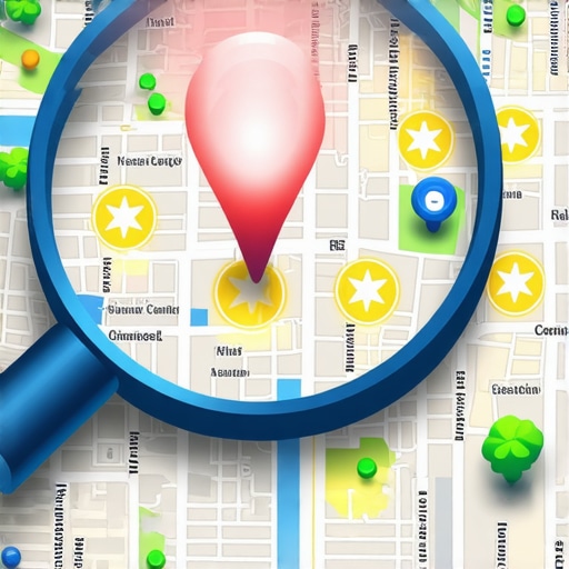Digital map showing the connection between local businesses and neighborhood landmarks for SEO prominence