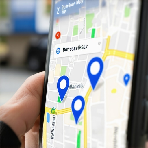 Local Map Pack Ranking Screen Smartphone screen showing local business map pack rankings with a highlighted pin