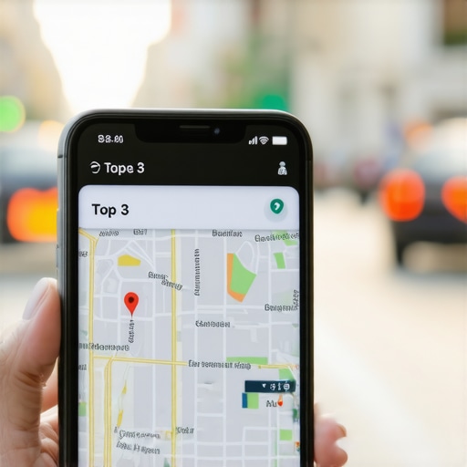 Local Map Pack Rankings for 2025 A smartphone showing local search results with a focus on the top 3 map pack listings.