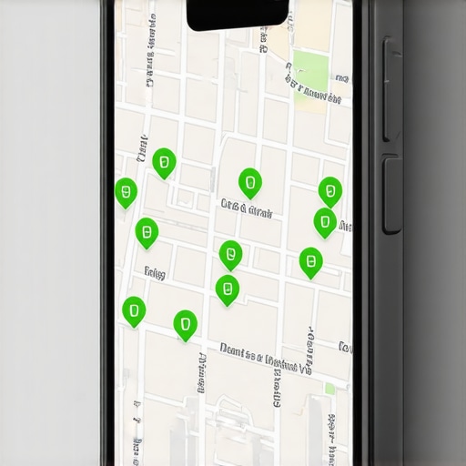 Visualization of local map ranking circles around a business location