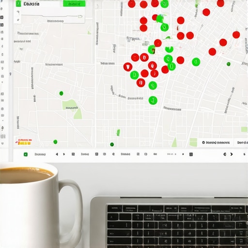 A visualization of local SEO ranking data across a geographic grid.